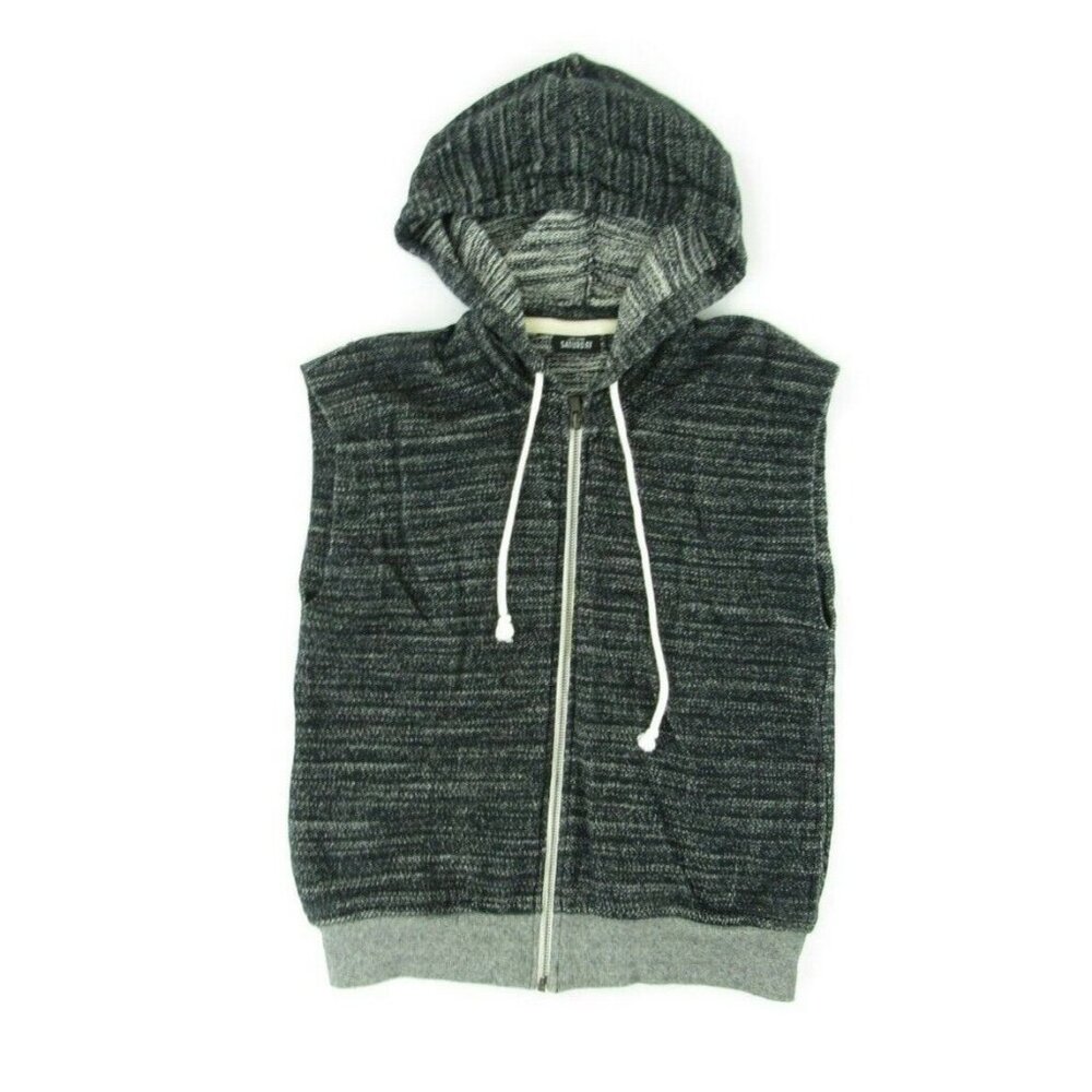 Kate Spade Saturday Womens Hoodie S Black Grey Sleeveless Zip Up